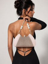 Bexley Frame Clutch  Small Stylish Pearl Handle Detachable Chain Sling Bag