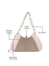 Bexley Frame Clutch  Small Stylish Pearl Handle Detachable Chain Sling Bag