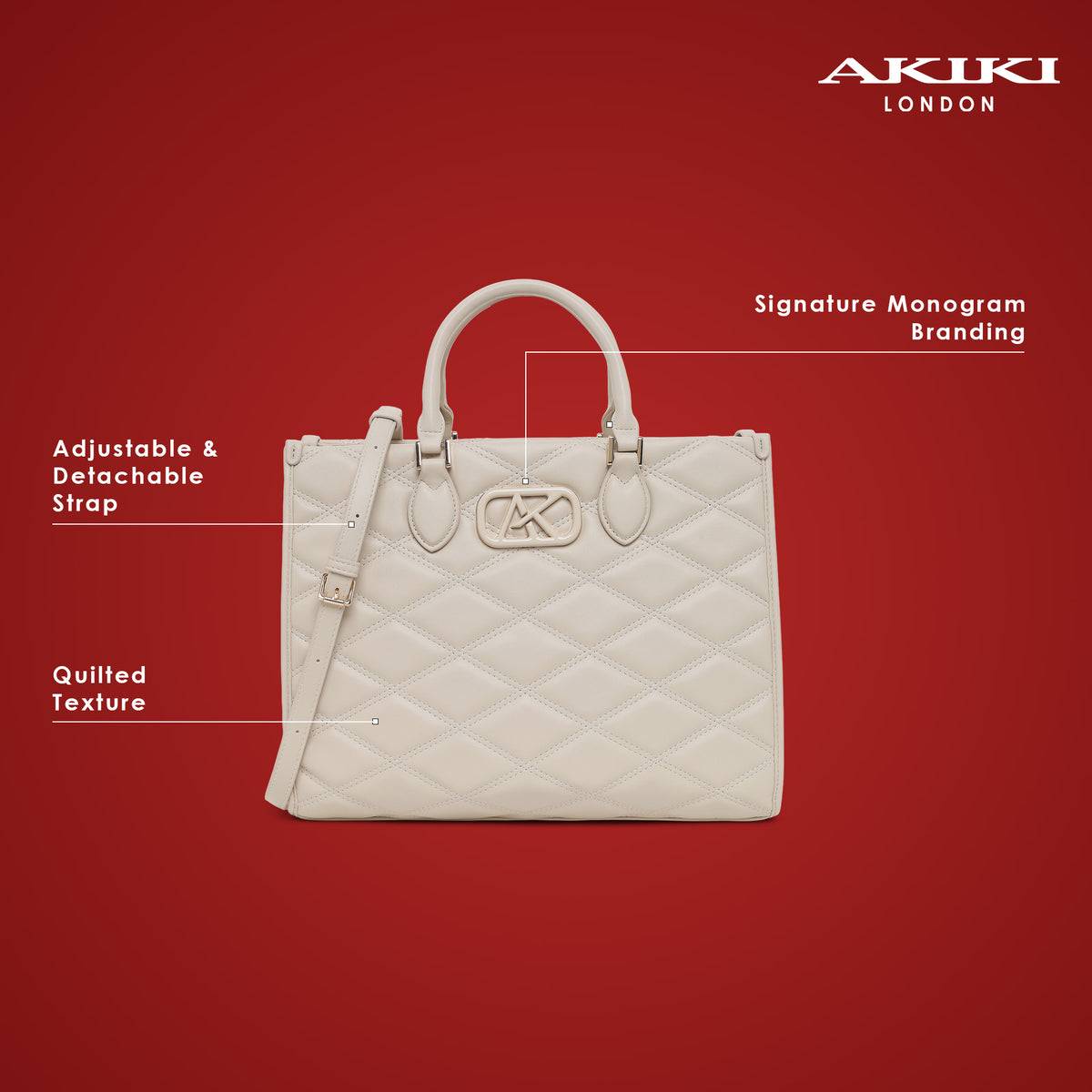 Paddington Large Box Satchel Bag Off White