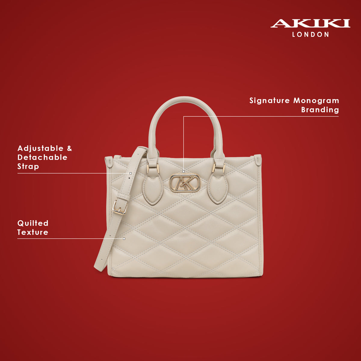 Paddington Medium Box Satchel Bag Off White