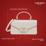 Mayfair Flap Medium Satchel Bag Off White