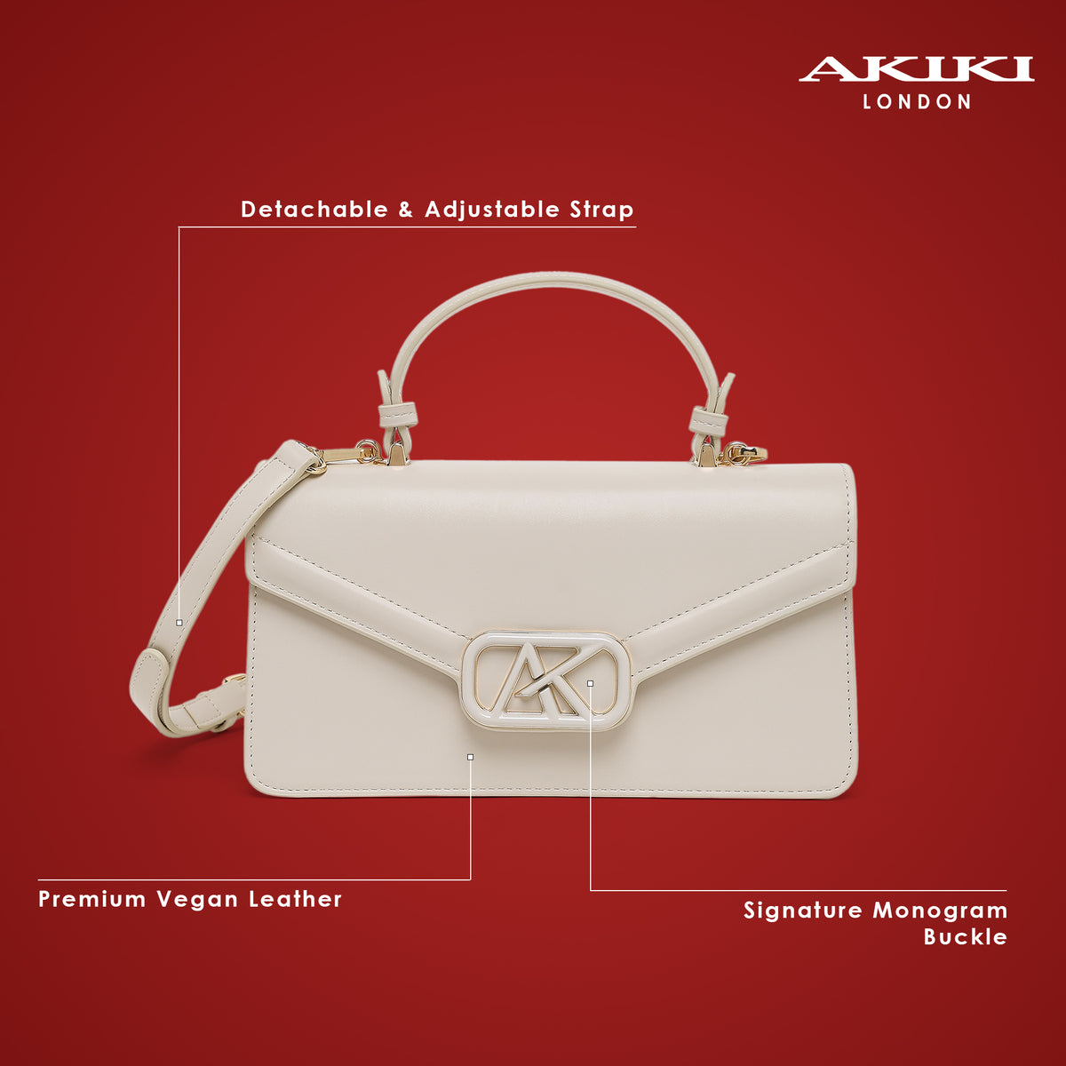 Mayfair Flap Medium Satchel Bag Off White
