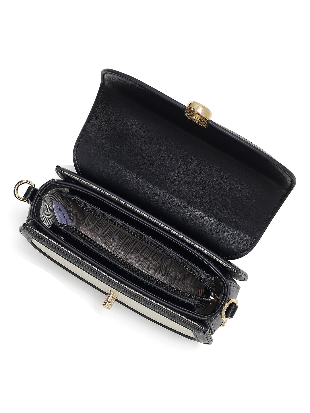 Trinity Flap Small Satchel Bag Black