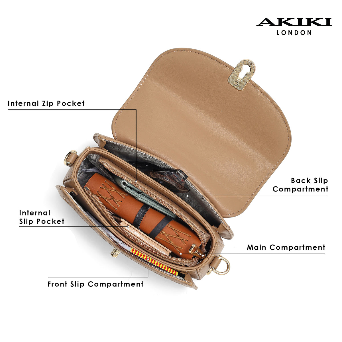 Trinity Flap Small Satchel Bag Beige