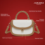 Trinity Flap Small Satchel Bag Beige