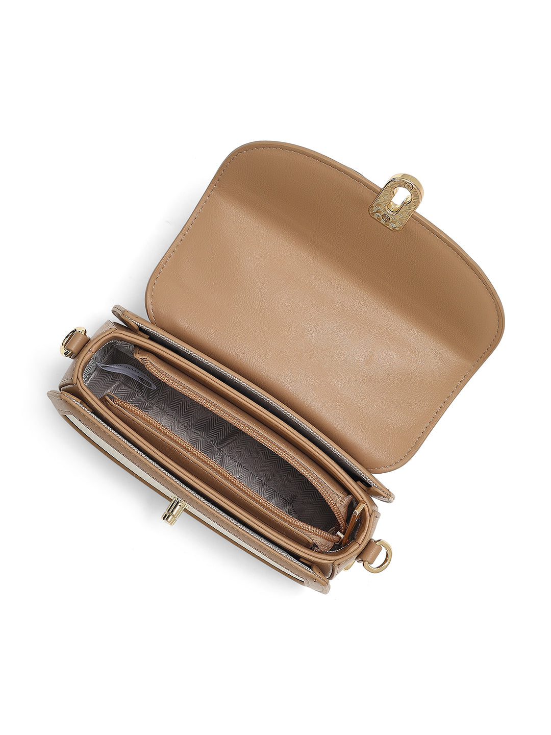 Trinity Flap Small Satchel Bag Beige