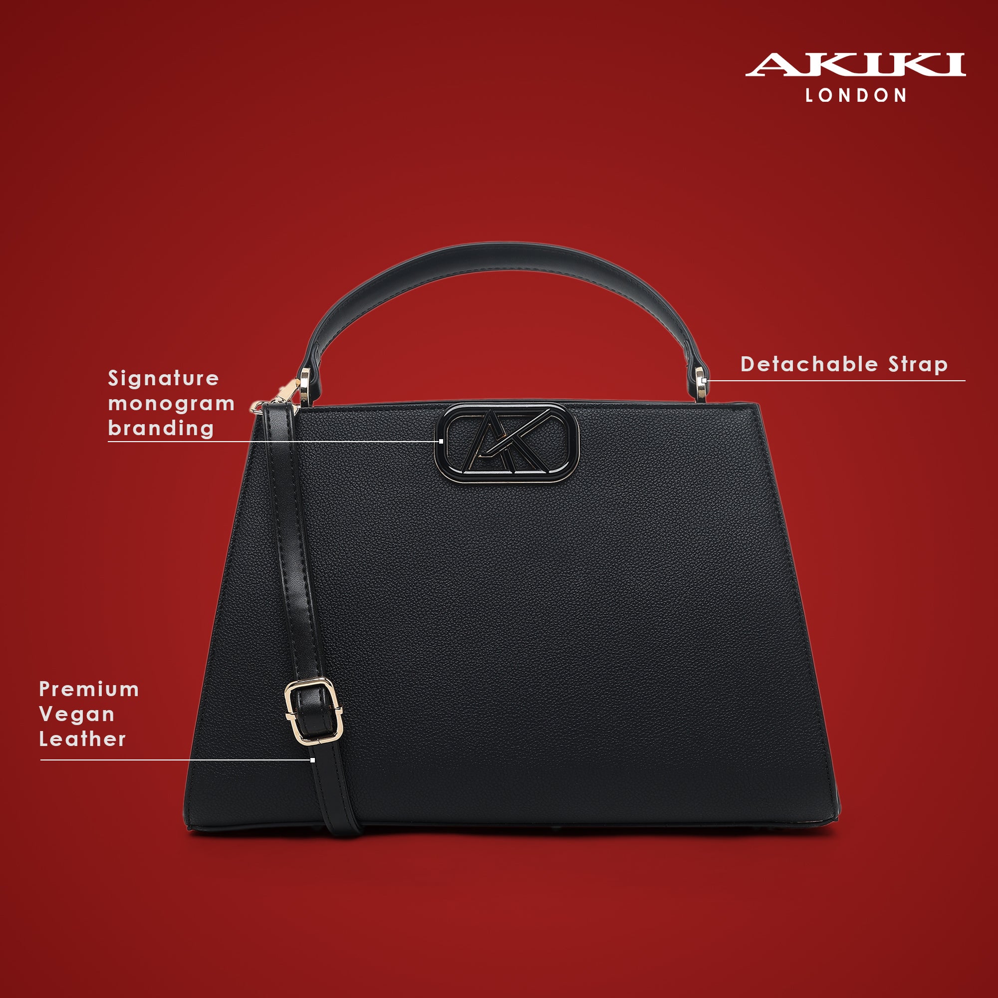 Leicester 2 Compartments Large Satchel Bag Black