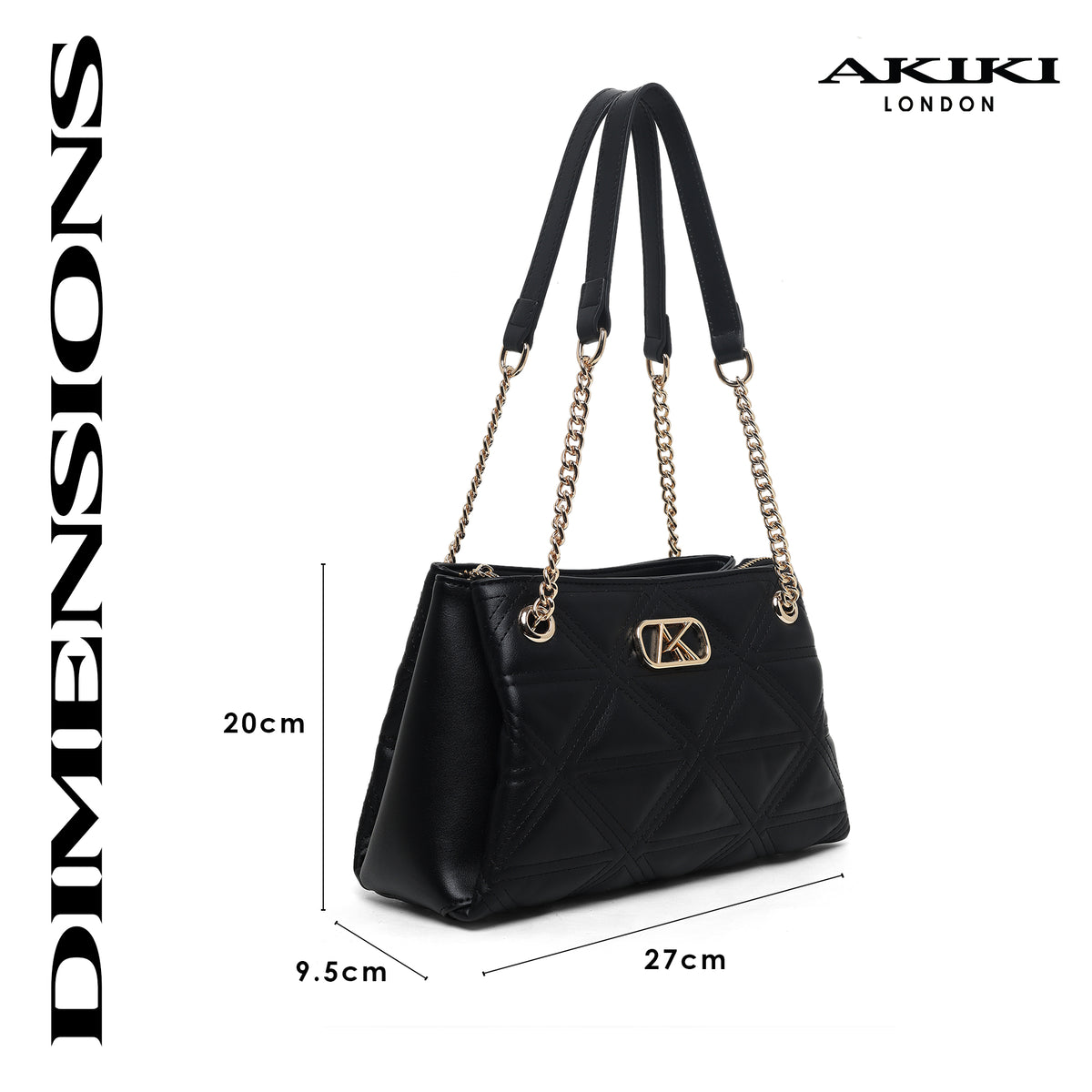Piccadilly 3 Compartments Small Satchel Bag Black