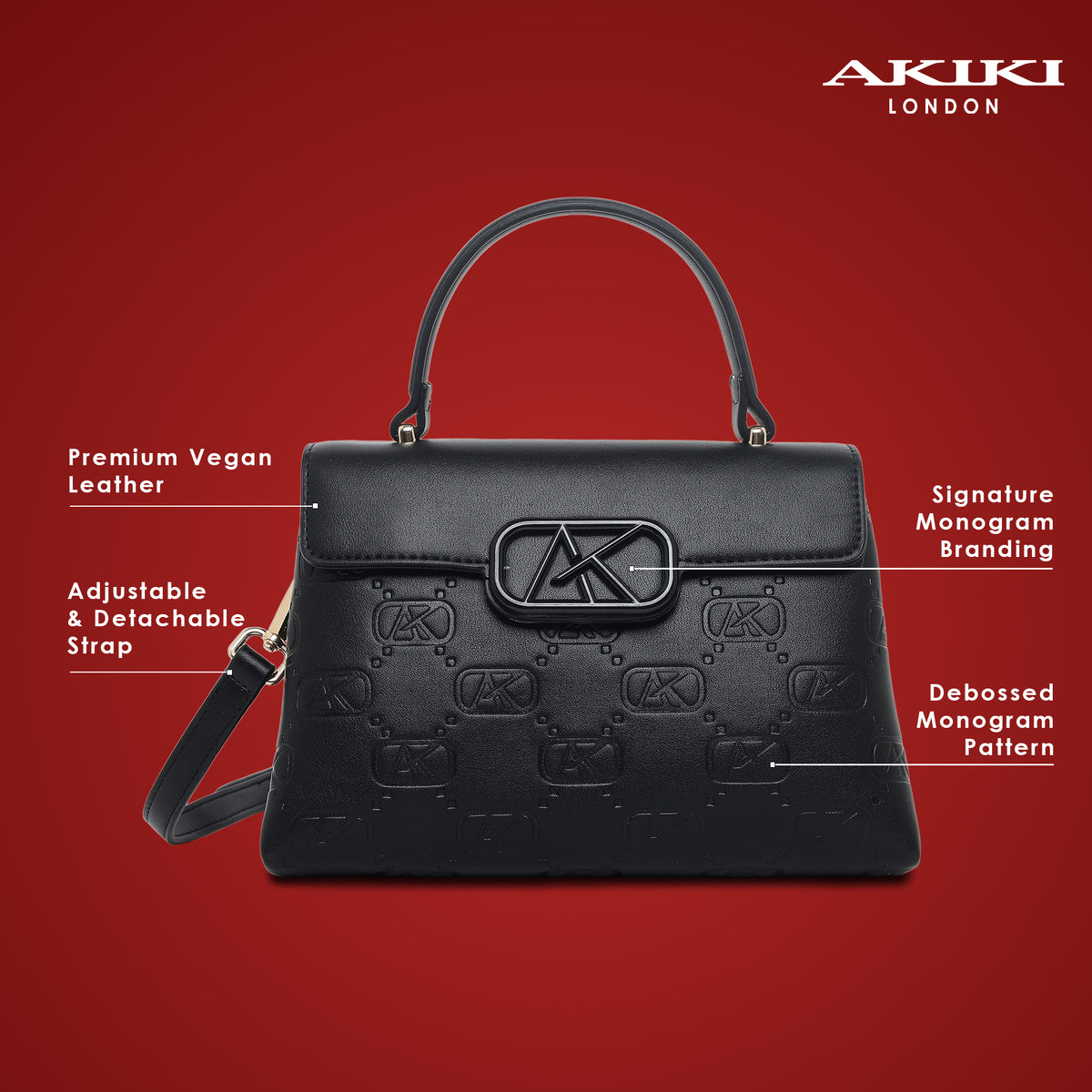 Strand 2 Compartments Small Satchel Bag Black