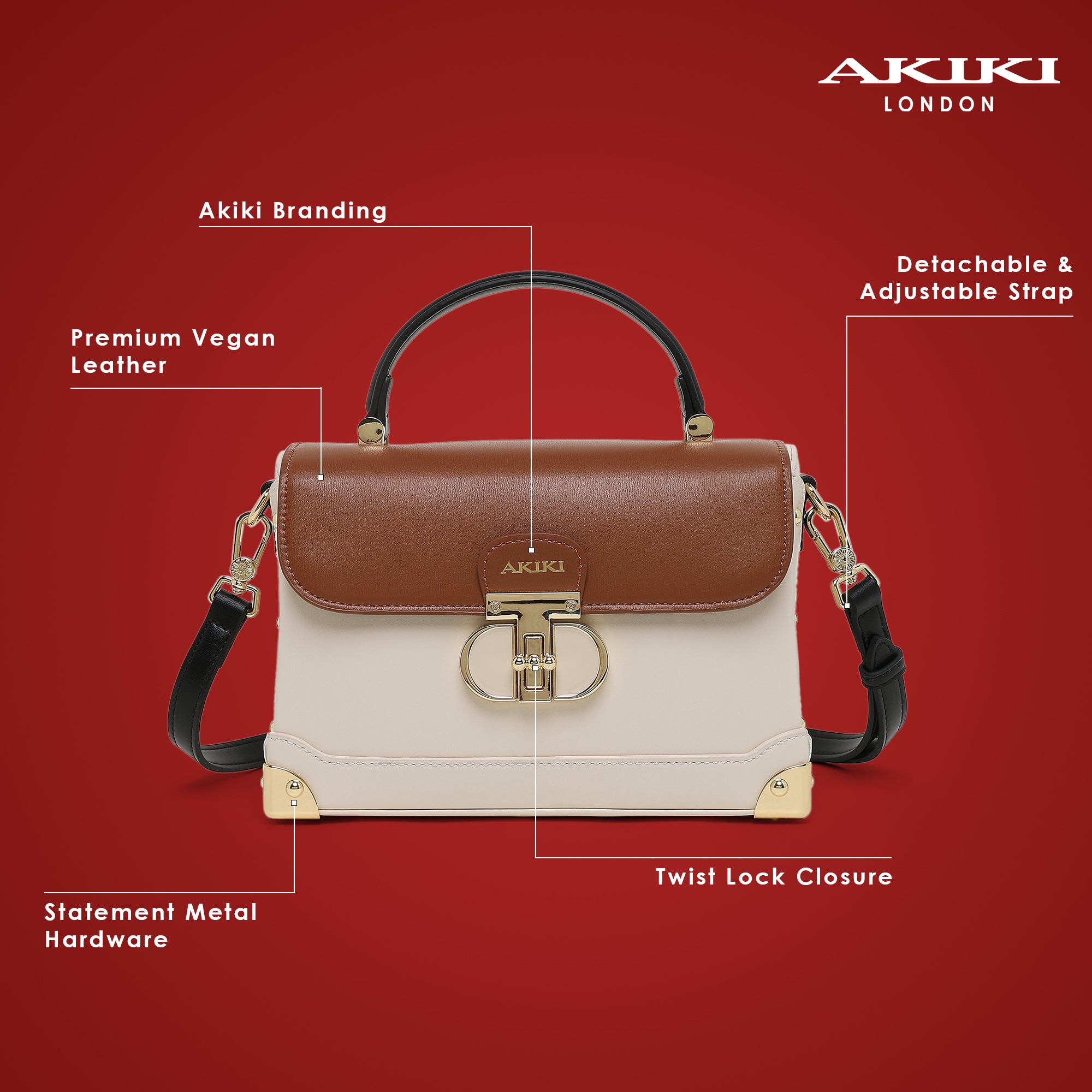 Westminster Small Satchel Bag White/Tan