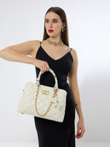 Waterloo 13 Medium Satchel Bag Off White