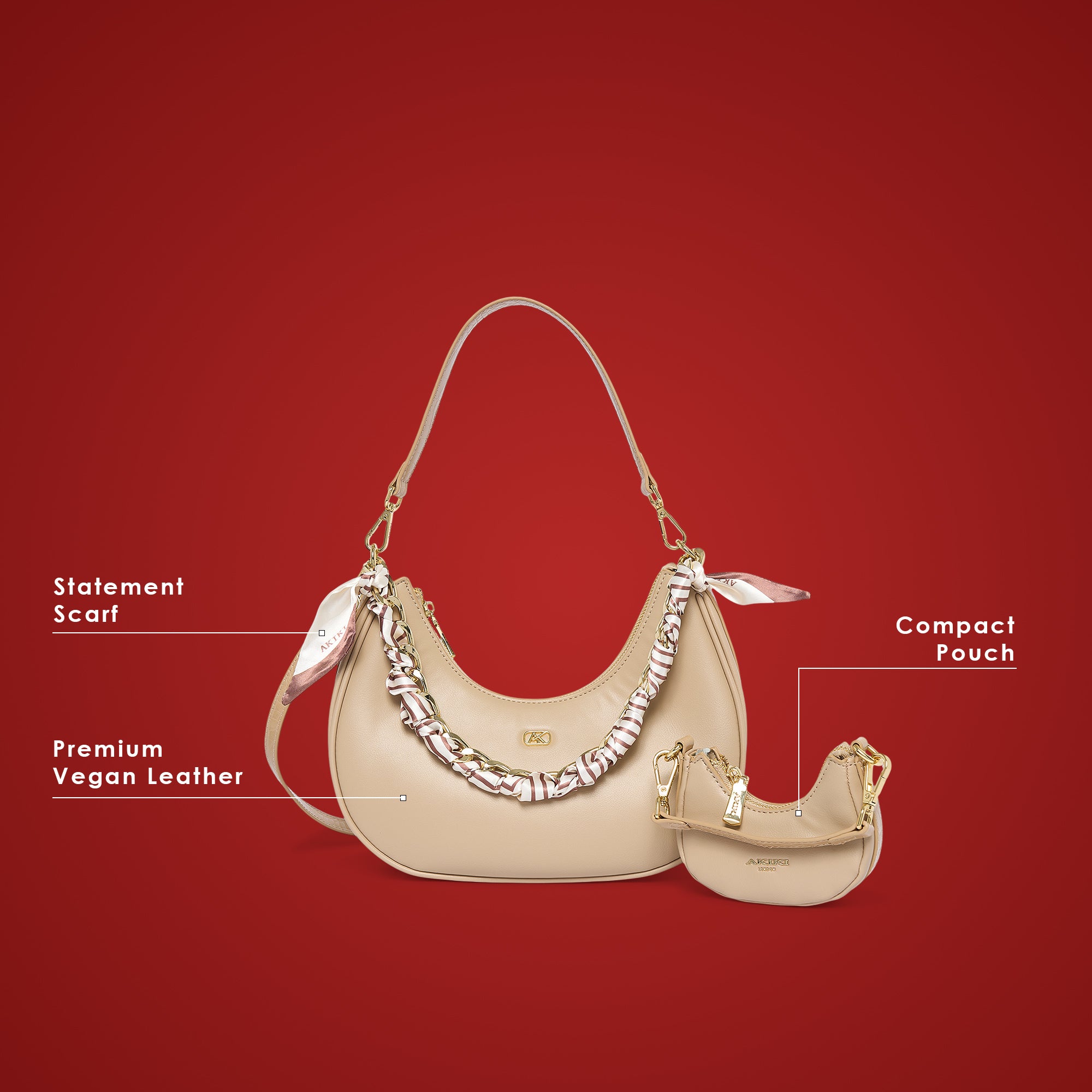 Worcester 30 Hobo Small Handbag Beige