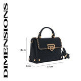 Hampton 22 Flap Small Satchel Bag Black