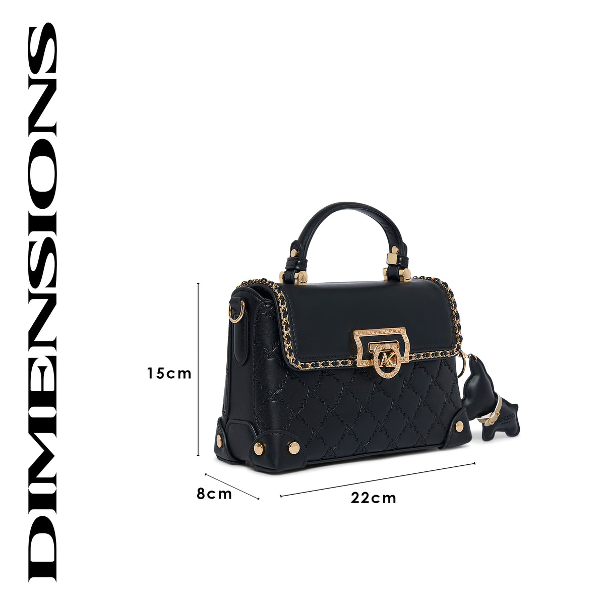 Hampton 22 Flap Small Satchel Bag Black