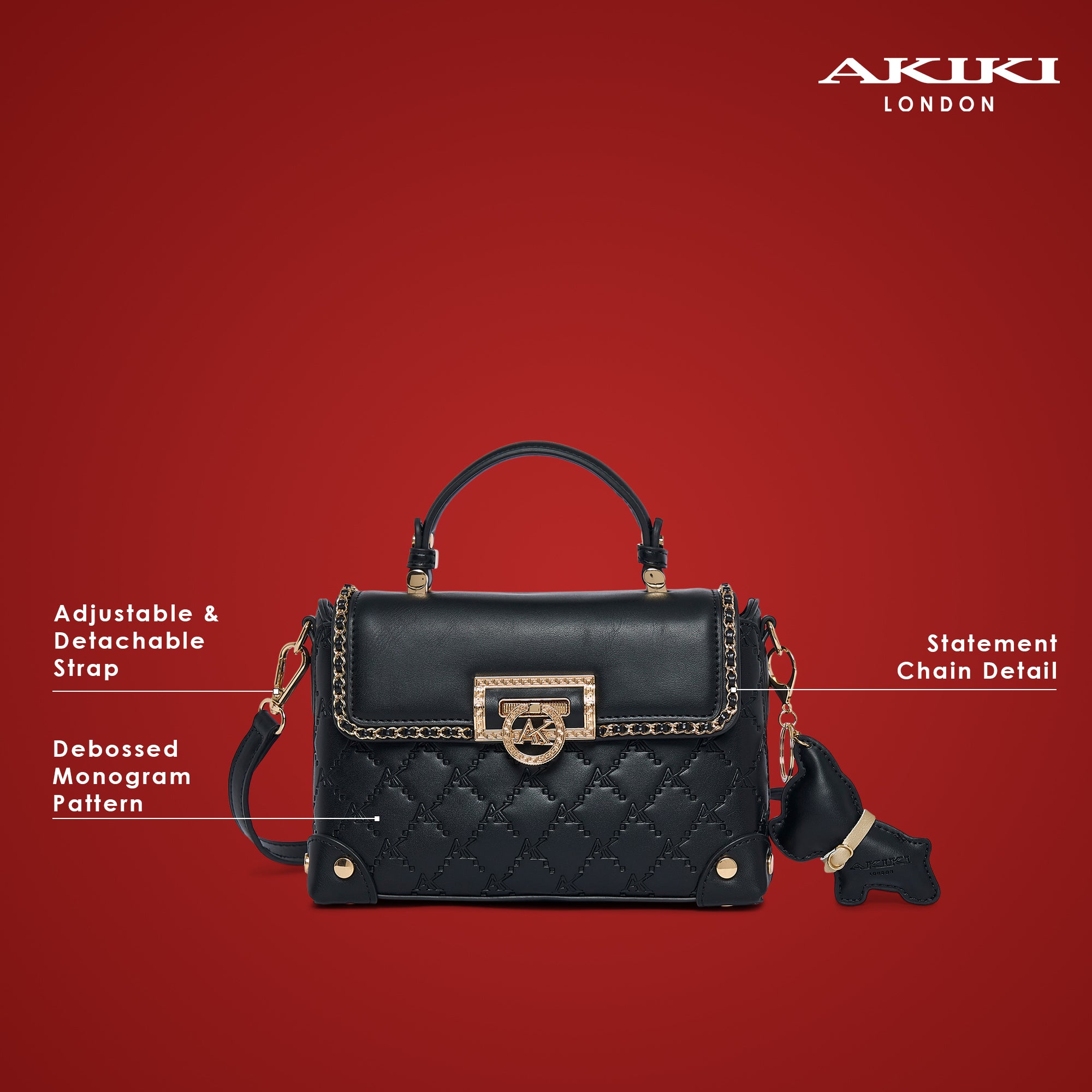 Hampton 22 Flap Small Satchel Bag Black