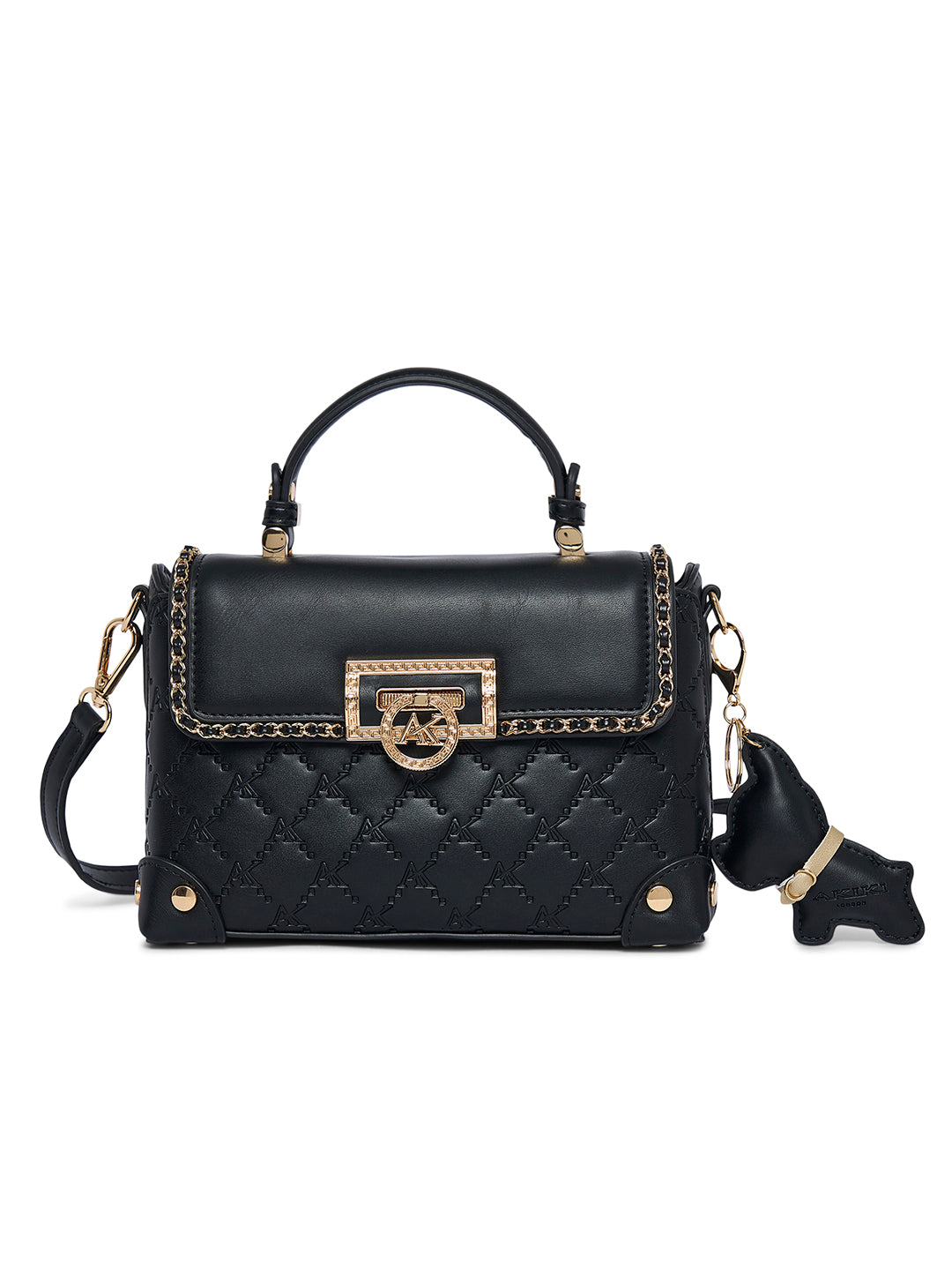 Hampton 22 Flap Small Satchel Bag Black
