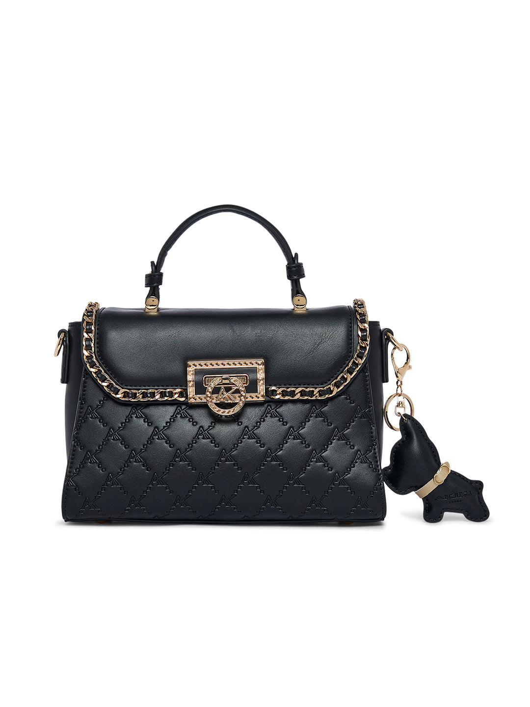 Heston 24 Flap Medium Satchel Bag Black