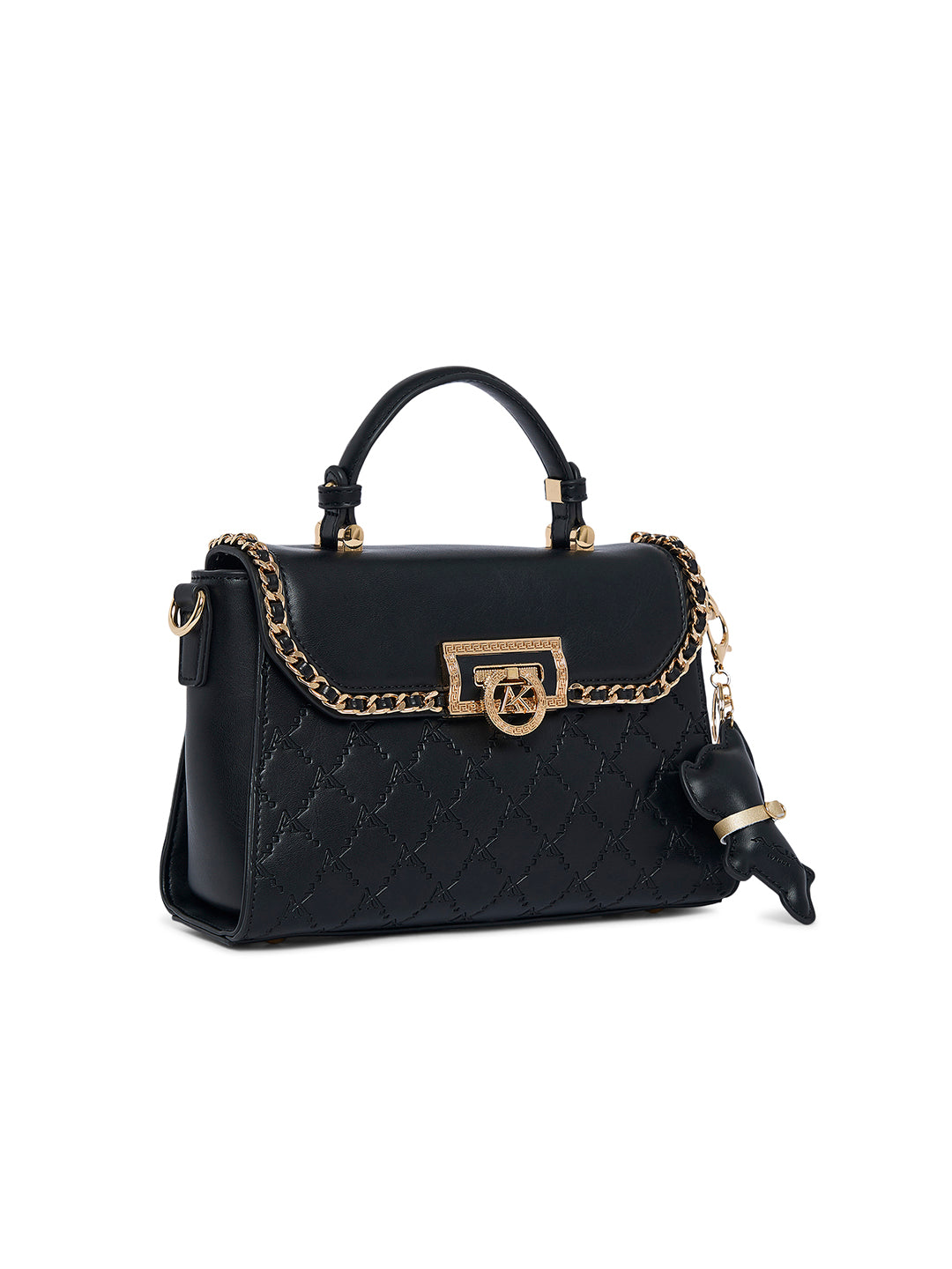 Heston 24 Flap Medium Satchel Bag Black