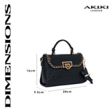 Heston 24 Flap Medium Satchel Bag Black