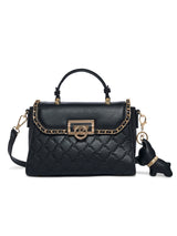 Heston 24 Flap Medium Satchel Bag Black
