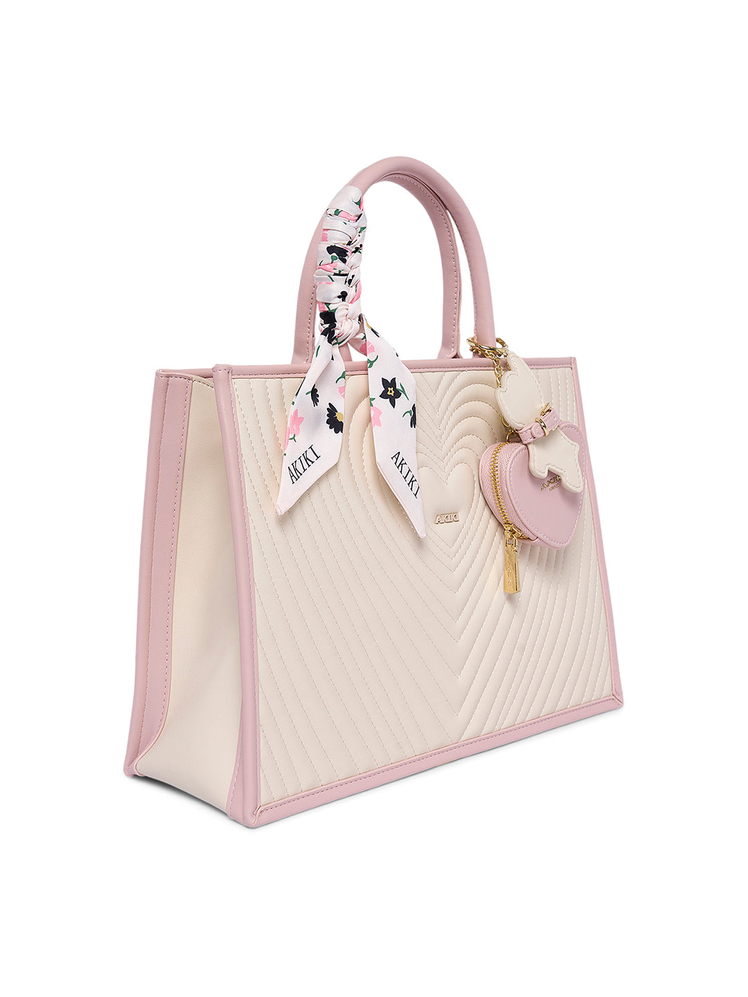 Heartley Large Satchel Bag Beige
