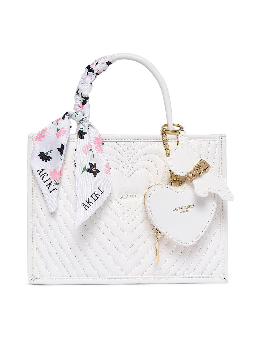 Heartley Medium Satchel Bag White