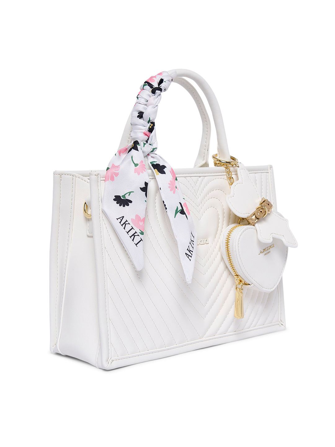 Heartley Medium Satchel Bag White