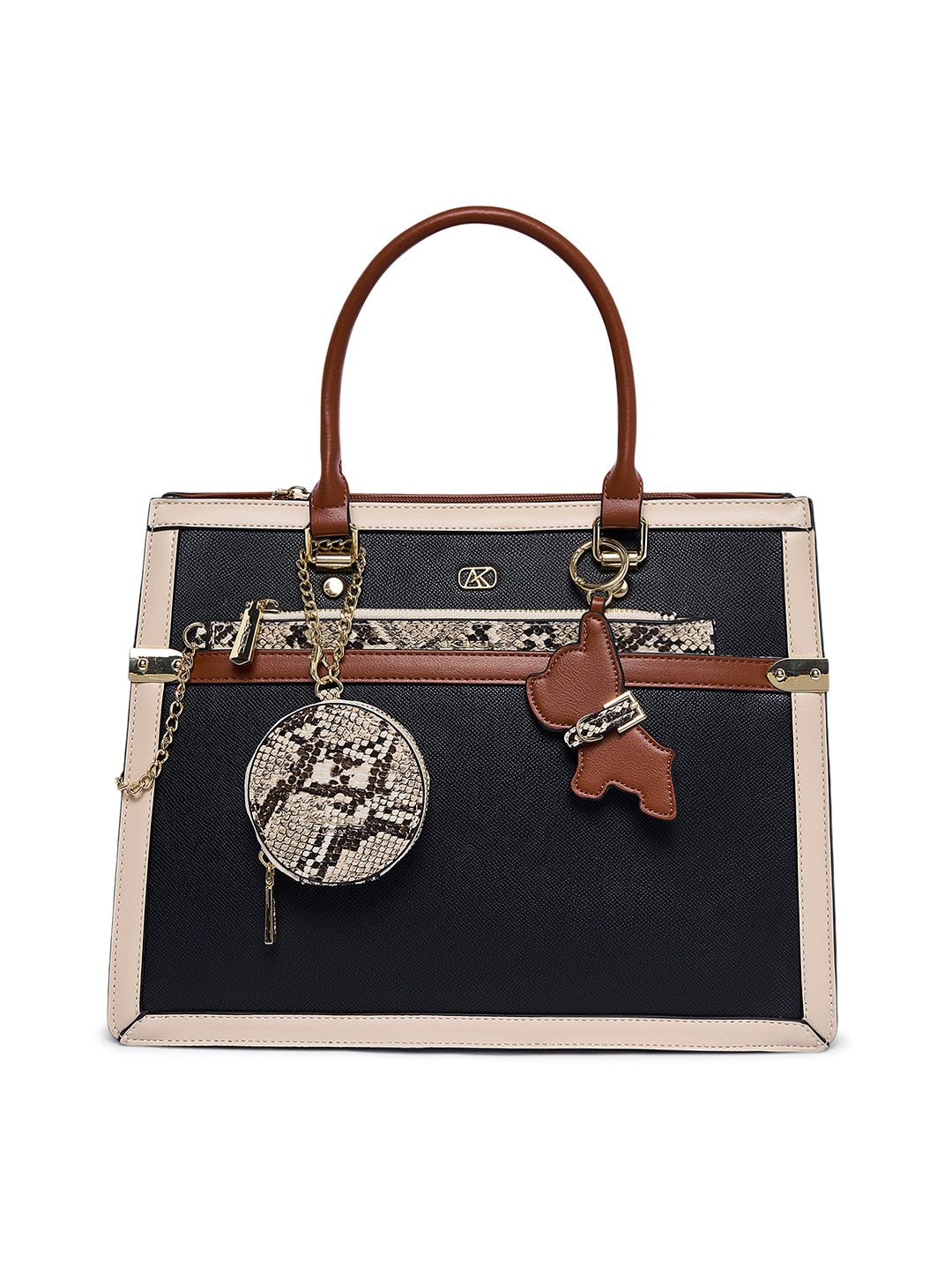 Beverley Large Satchel Bag Black/Tan