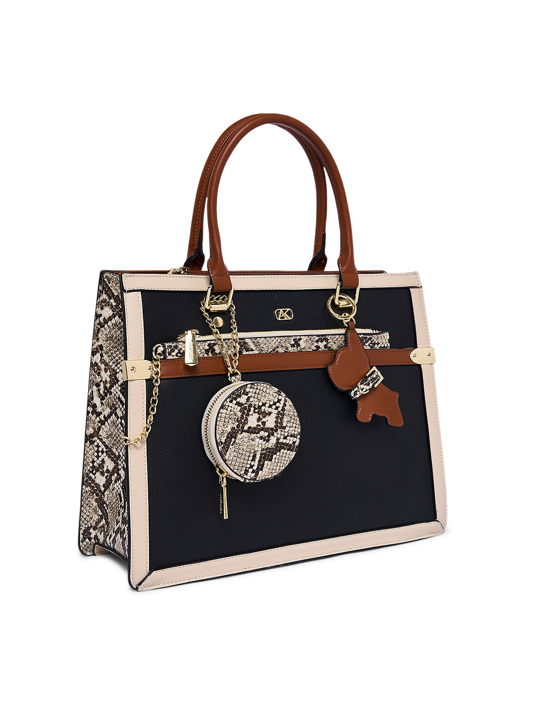 Beverley Large Satchel Bag Black/Tan