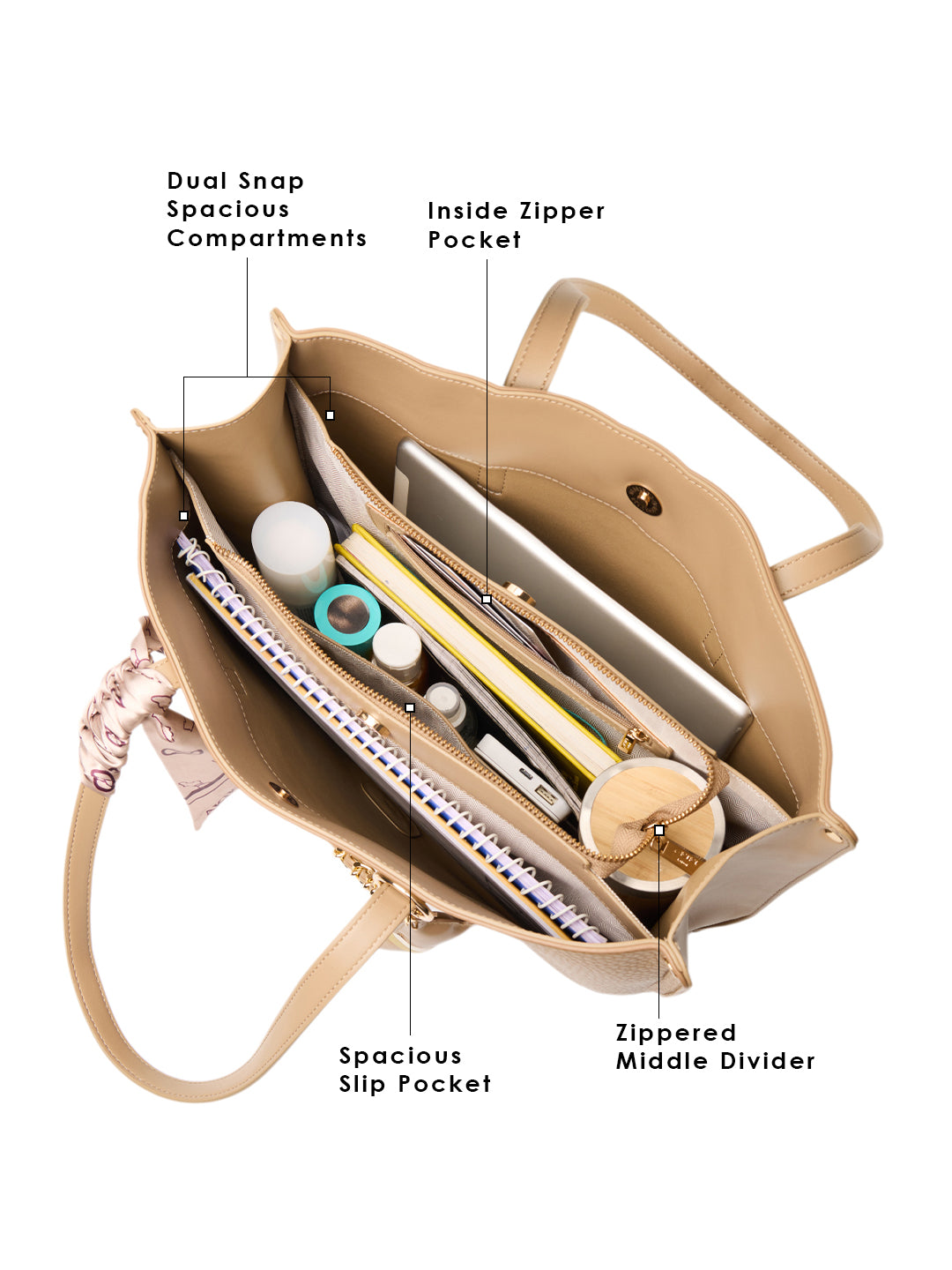 Dover Handbag For Totelargeshoulder Carry Beige