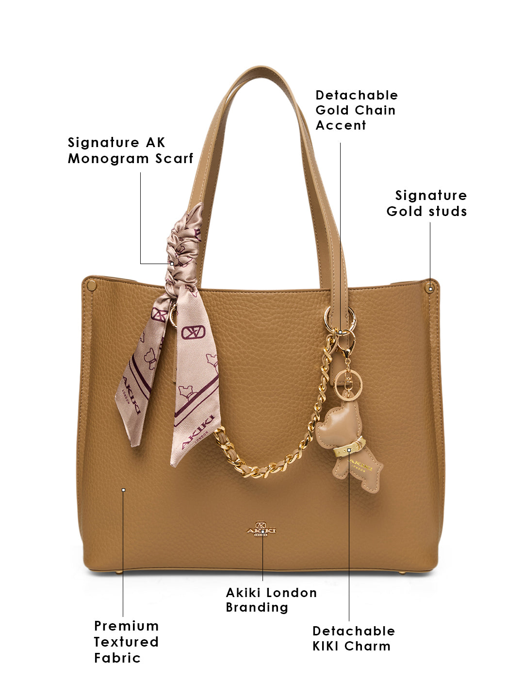 Dover Handbag For Totelargeshoulder Carry Beige