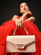 Mayfair Flap Medium Satchel Bag Off White