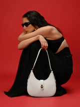 Greenwich Flap Small Hobo Bag White