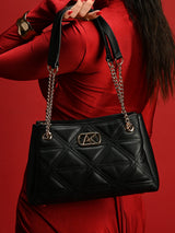 Piccadilly 3 Compartments Small Satchel Bag Black