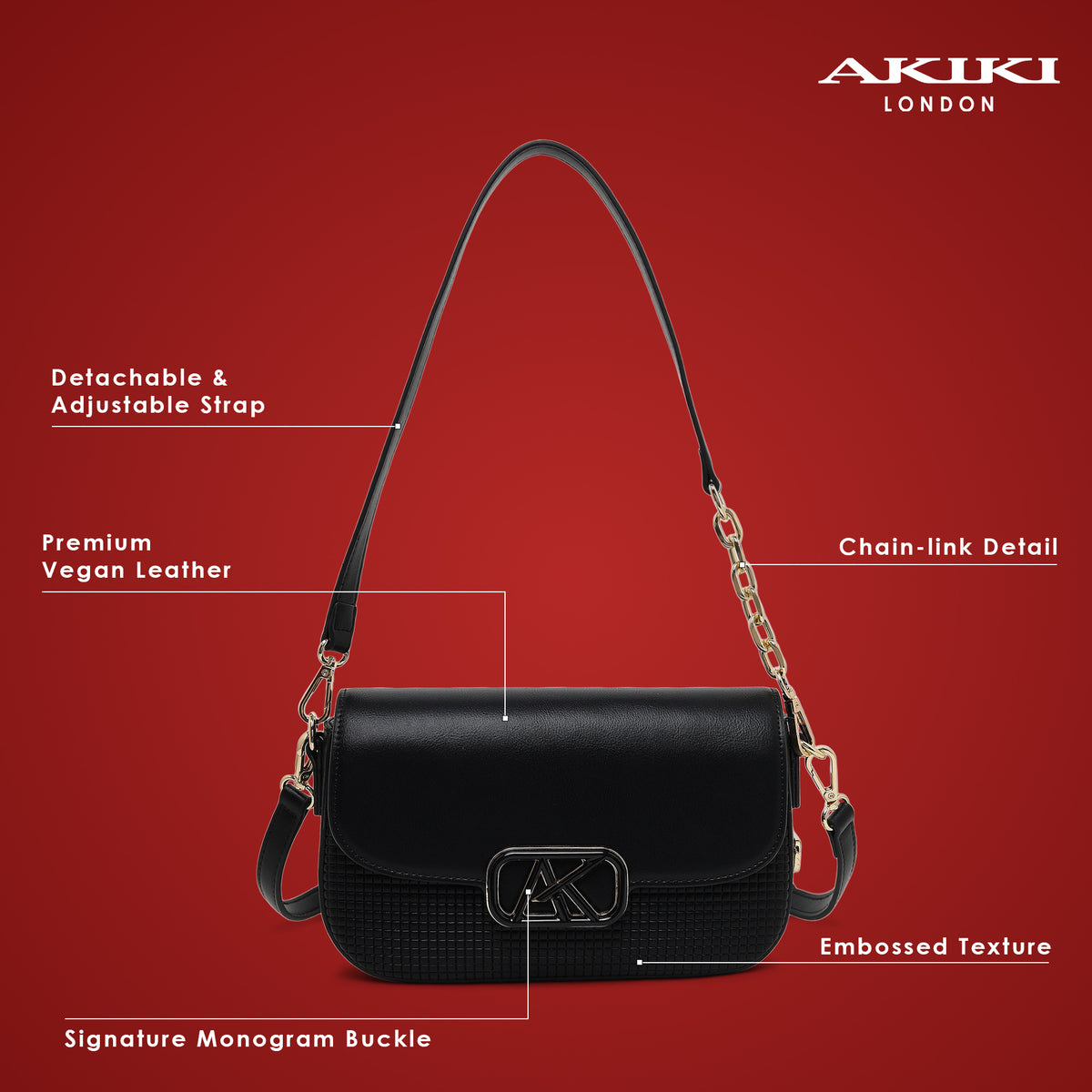 Parklane Flap Medium Sling Bag Black
