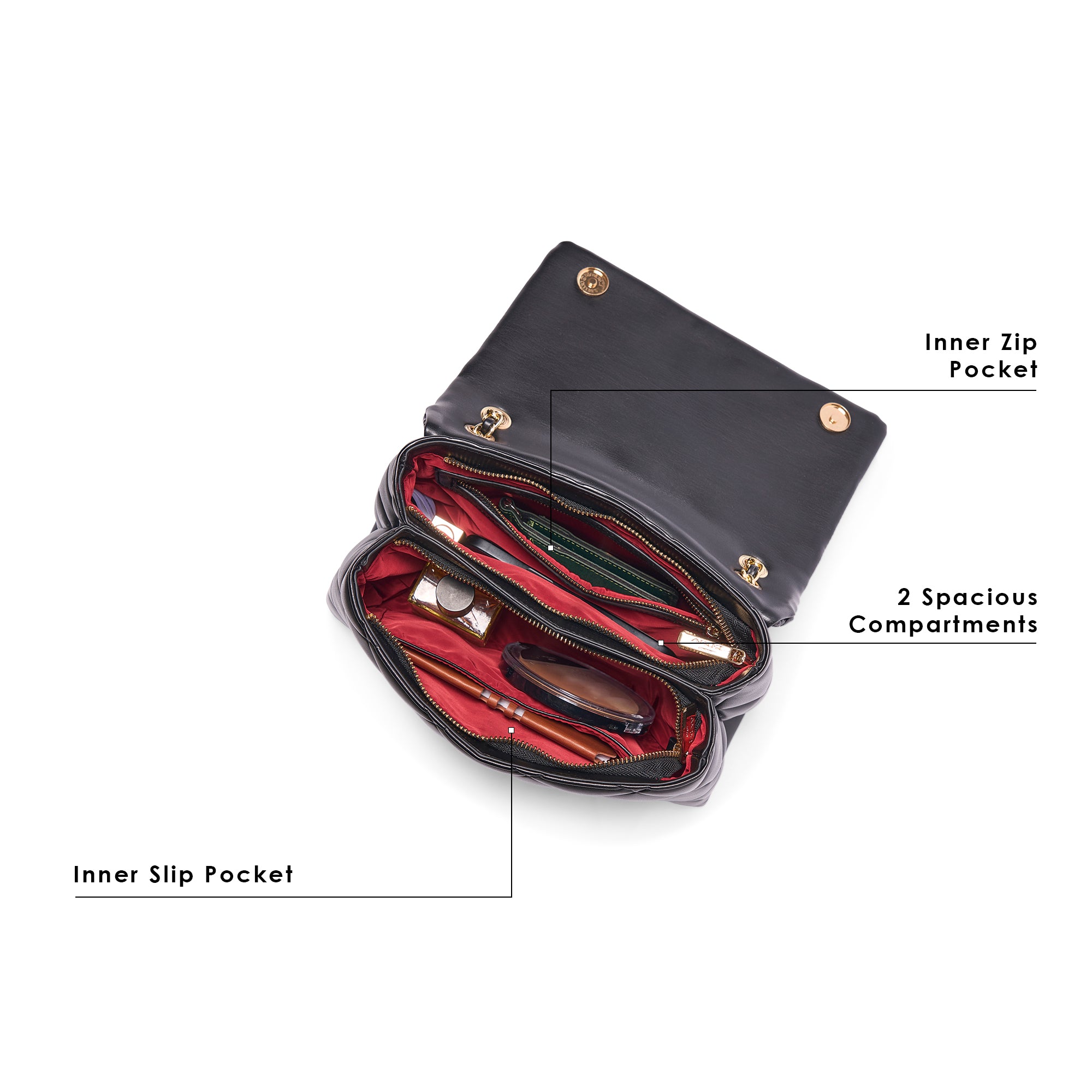 Danson 26 Small Flap Sling Bag Black