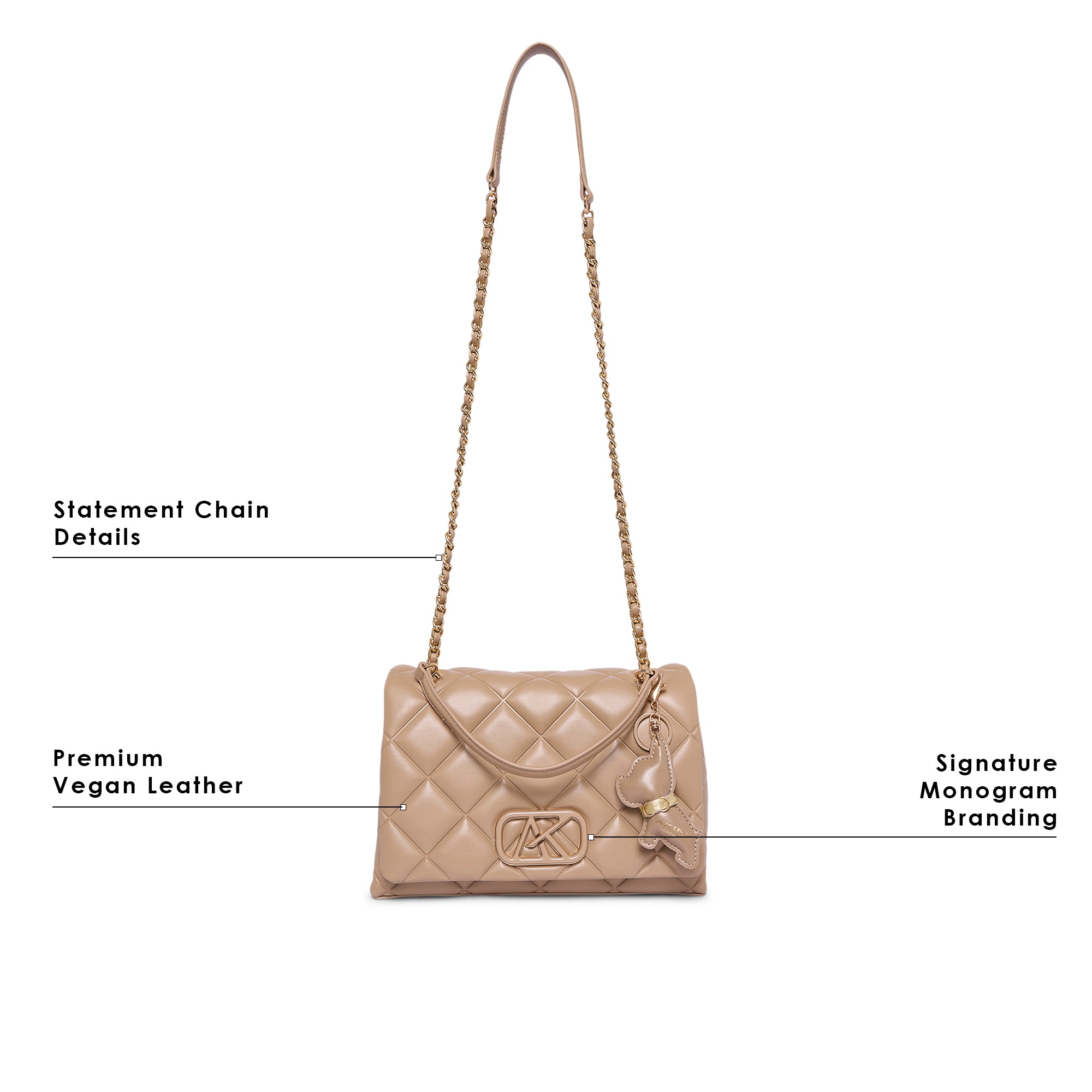 Danson 26 Small Flap Sling Bag Beige