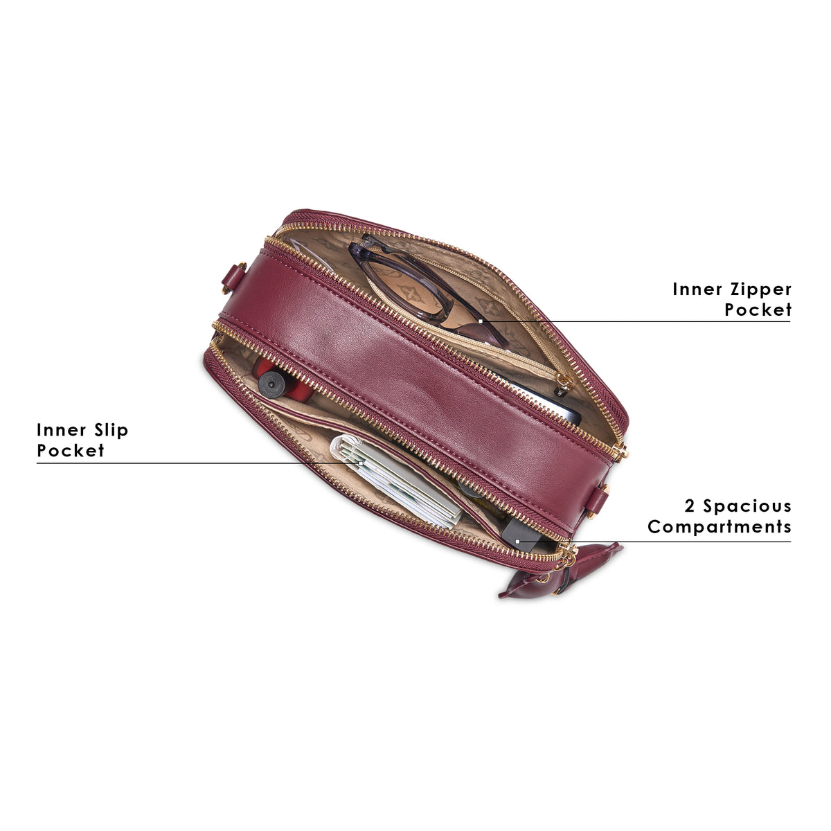 Kew 22 Box Small Sling Bag Maroon 