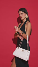 Piccadilly 3 Compartments Small Satchel Bag White